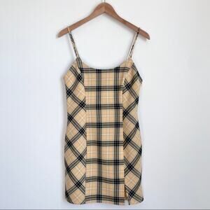 Forever 21 Yellow Plaid Spaghetti Strap 90s Clueless Mini Dress